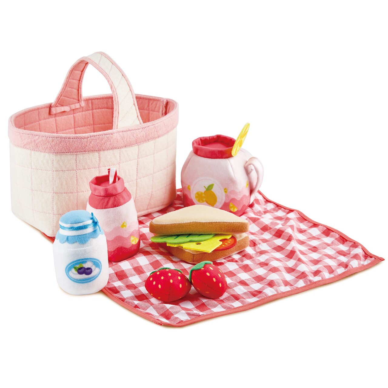 Hape: Toddler Picnic Basket - Fabric Lunch Basket & Blanket, Beverages & Food Accessories, Kitchen Food, Pretend Playset, Toddlers & Kids Ages 18mo+